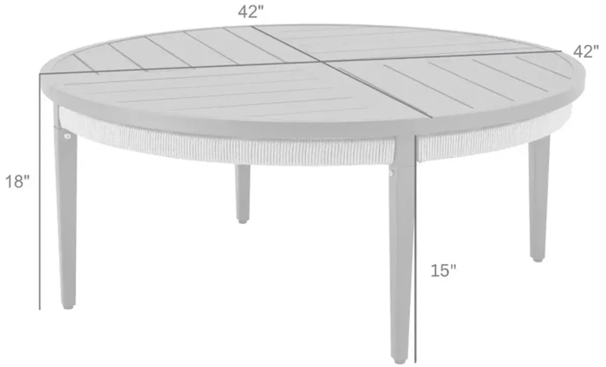 Zella Round Coffee Table in Aluminum with Charcoal Finish and Light Gray Rope