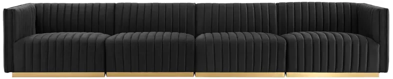 Conjure Channel Tufted Performance Velvet 4-Piece Sofa