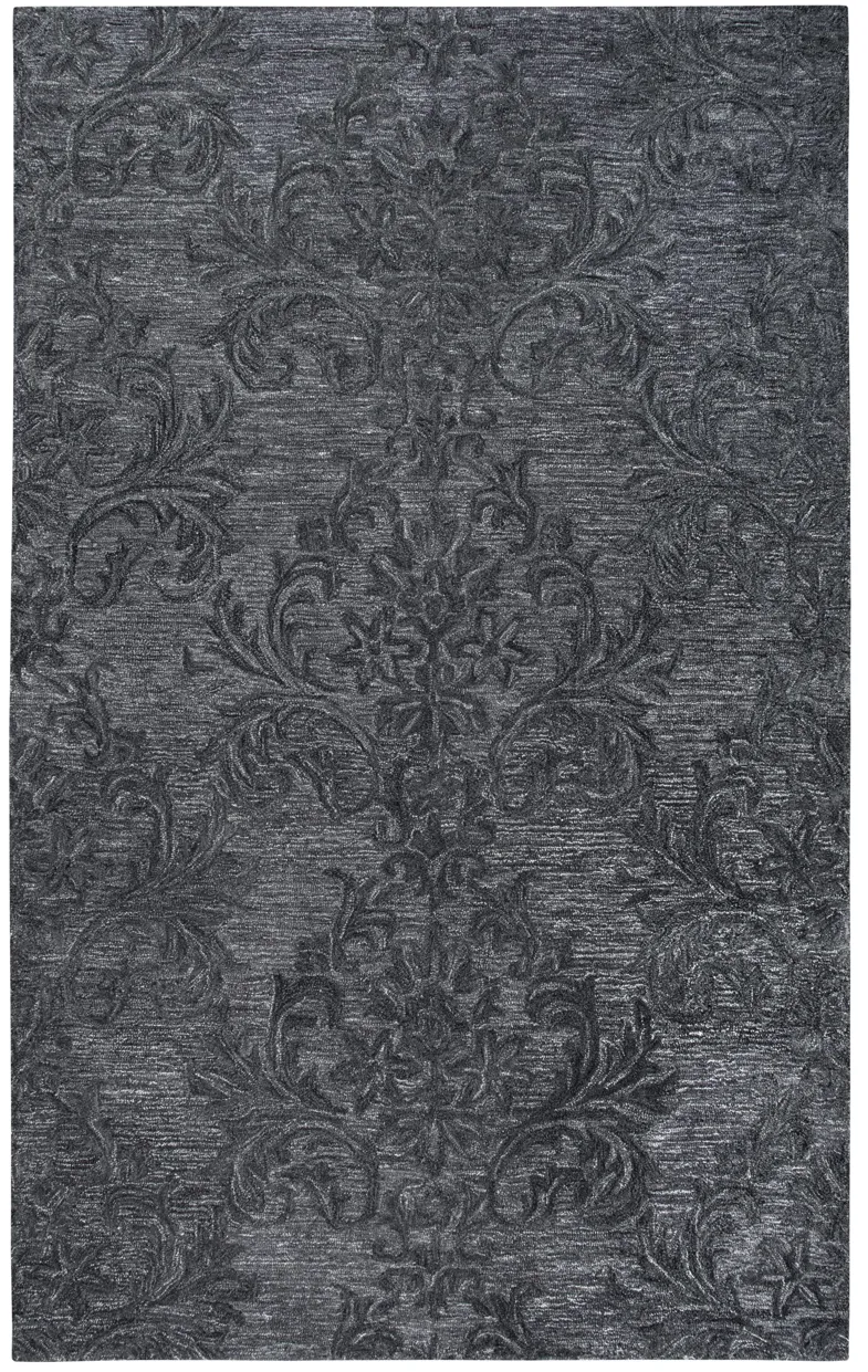 Fifth Avenue Dark Gray Damask Wool 10' x 13' Rectangle Rug