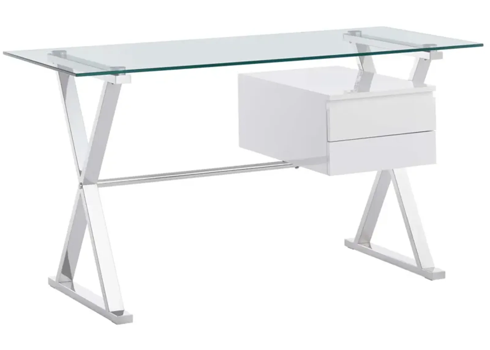 Sector 56" Glass Top Glass Office Desk