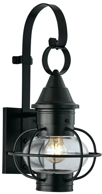 Classic Onion Outdoor Wall Light - Black With Clear Glass