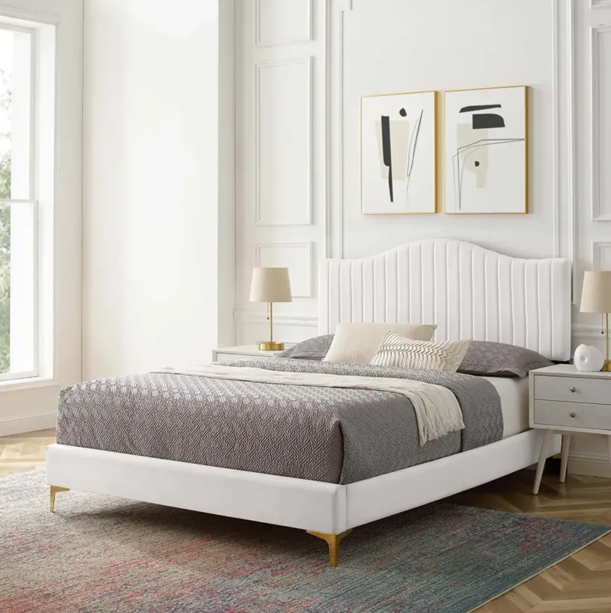 Juniper Channel Tufted Performance Velvet King Platform Bed