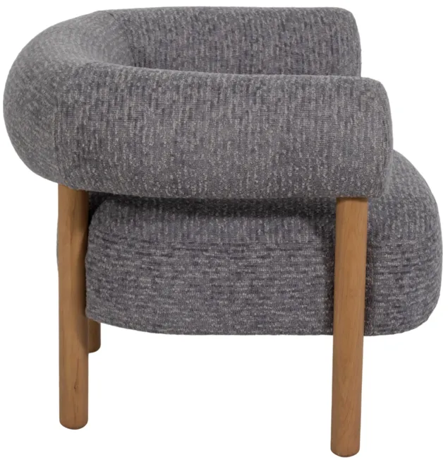 Roundback Accent Chair W/ Wood Legs, Gray