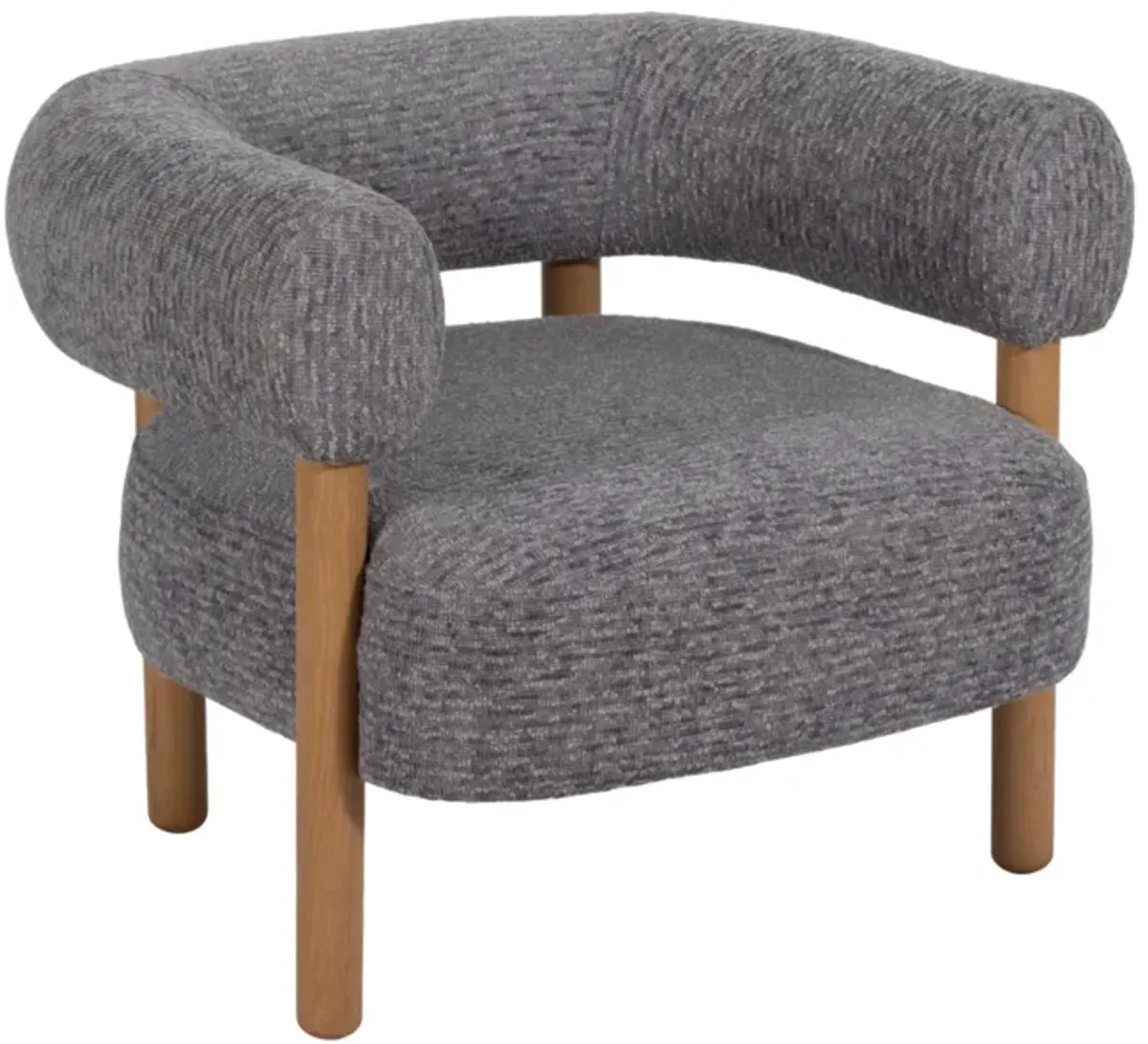 Roundback Accent Chair W/ Wood Legs, Gray