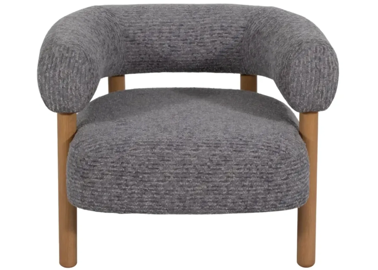 Roundback Accent Chair W/ Wood Legs, Gray