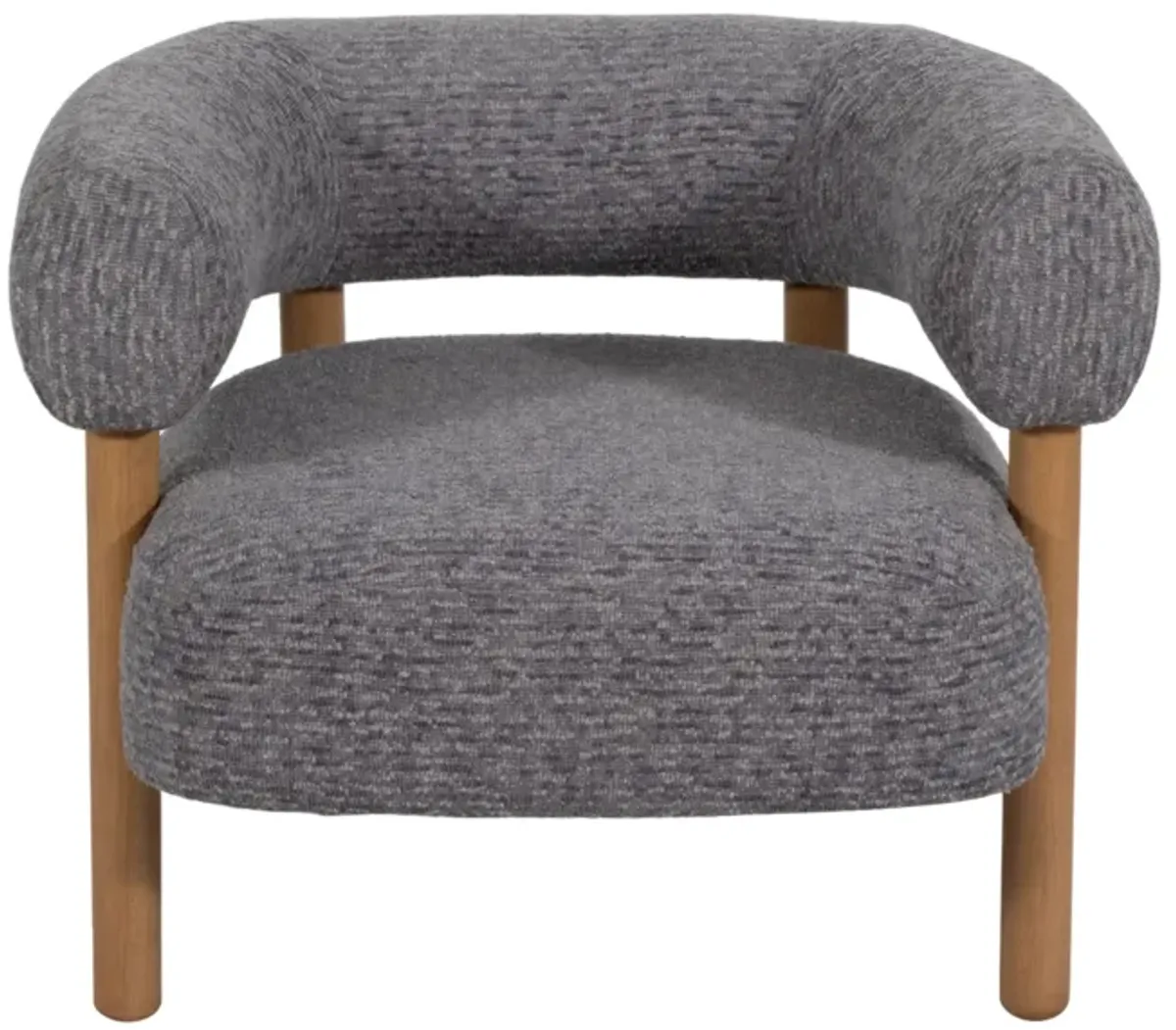 Roundback Accent Chair W/ Wood Legs, Gray