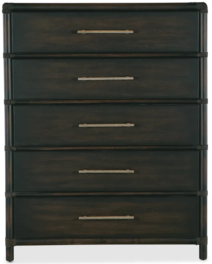 Retreat Pole Rattan Five-Drawer Chest