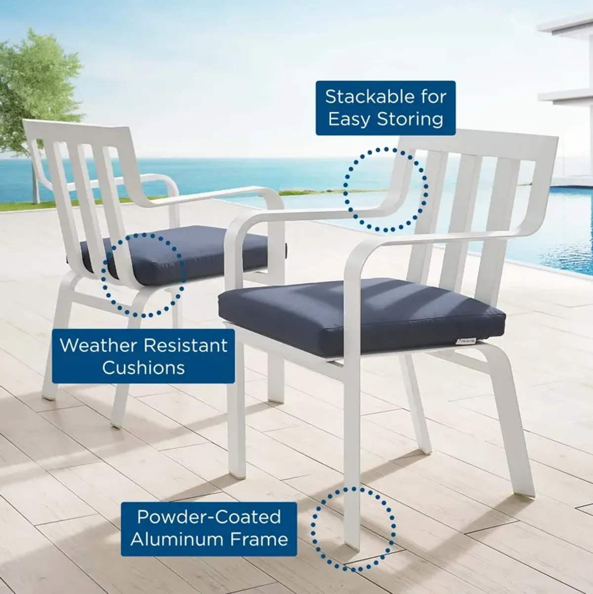 Baxley Outdoor Patio Aluminum Armchair Set of 2