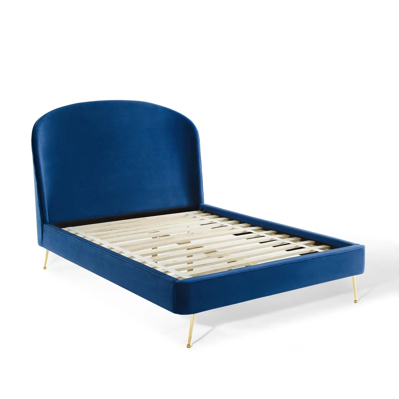 Mira Upholstered Performance Velvet Queen Platform Bed