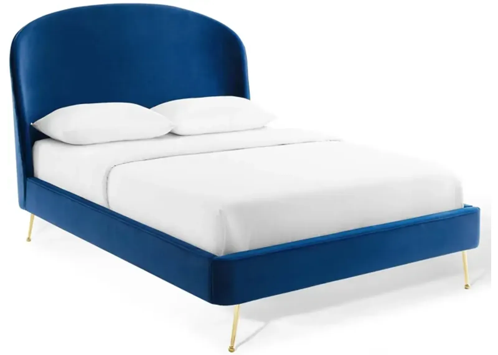 Mira Upholstered Performance Velvet Queen Platform Bed