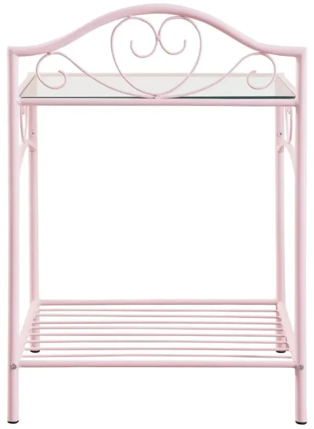 Massi 1-shelf Nightstand with Glass Top Powder Pink