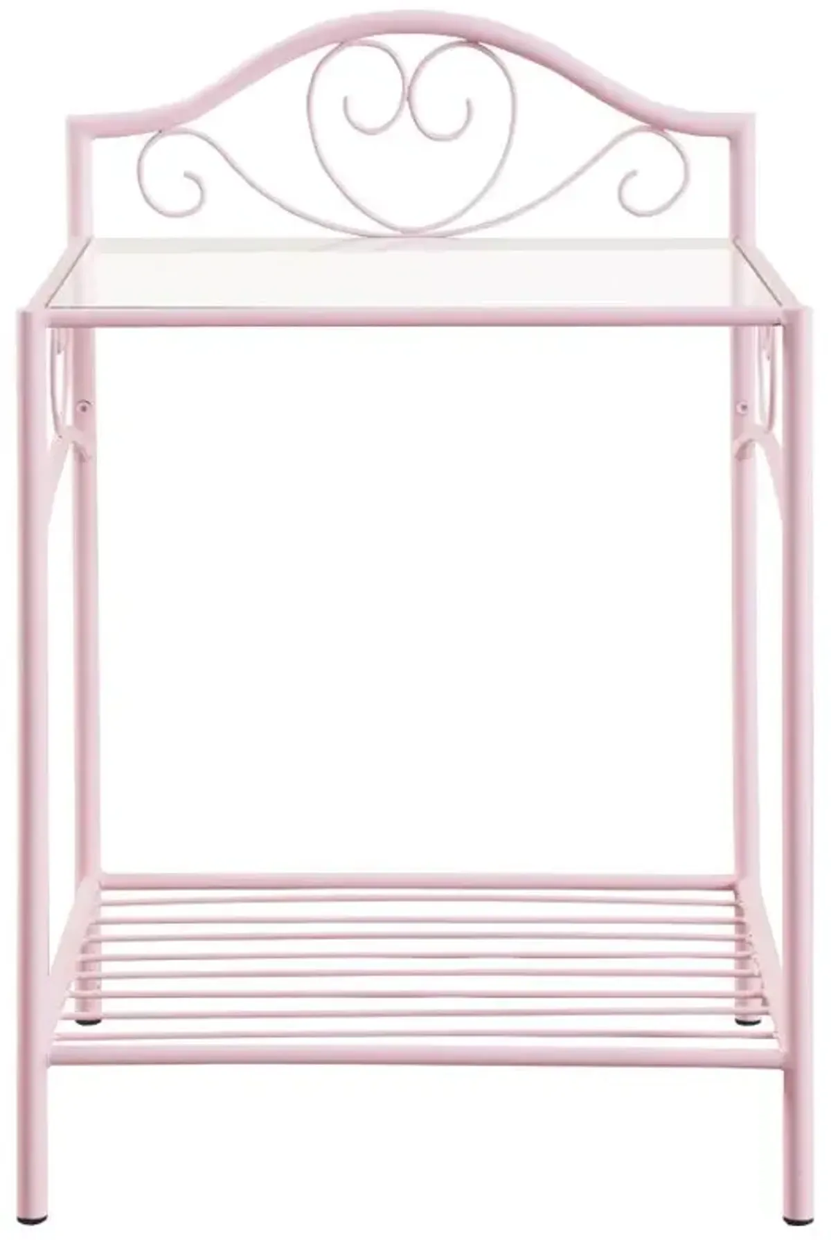 Massi 1-shelf Nightstand with Glass Top Powder Pink