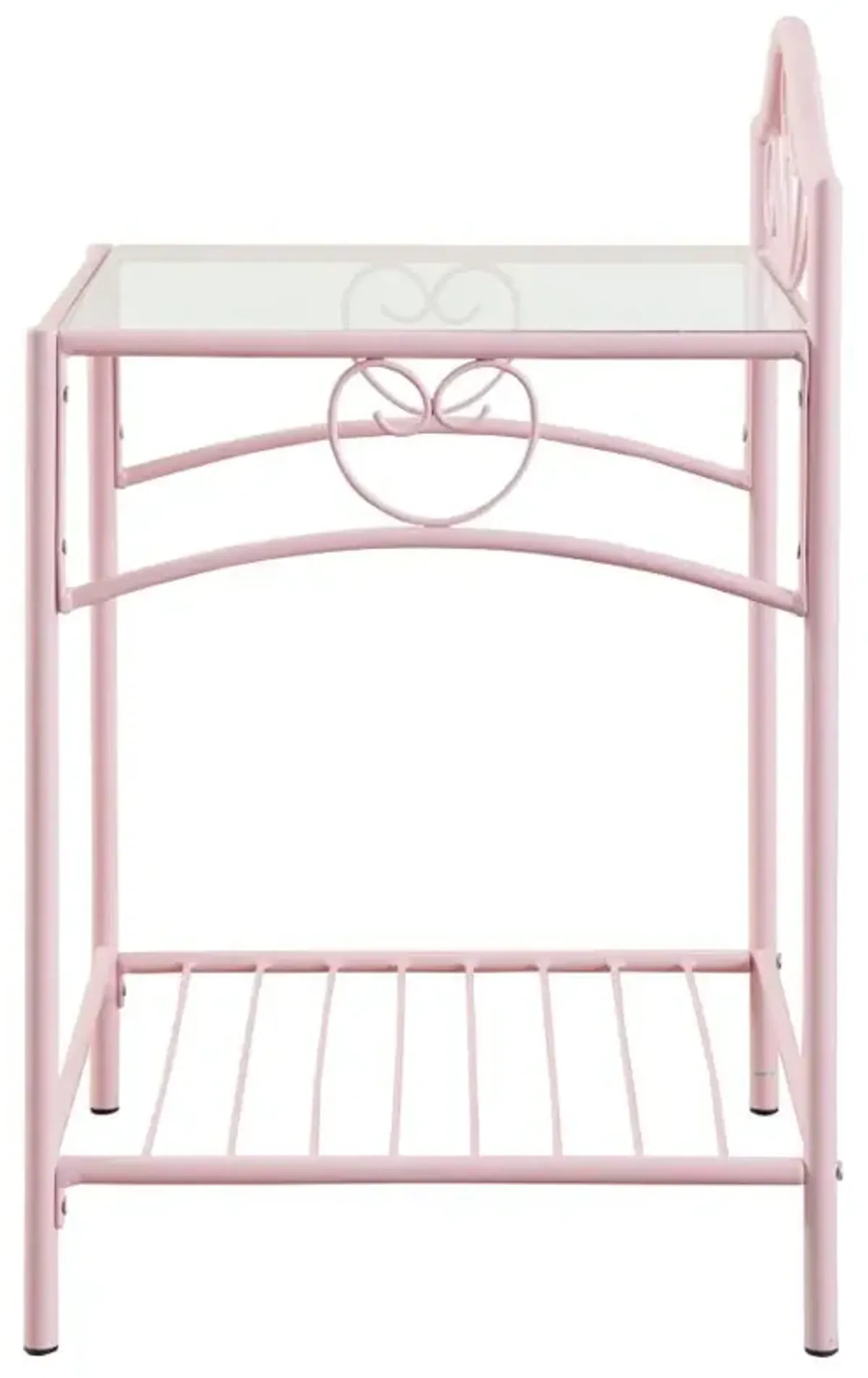 Massi 1-shelf Nightstand with Glass Top Powder Pink