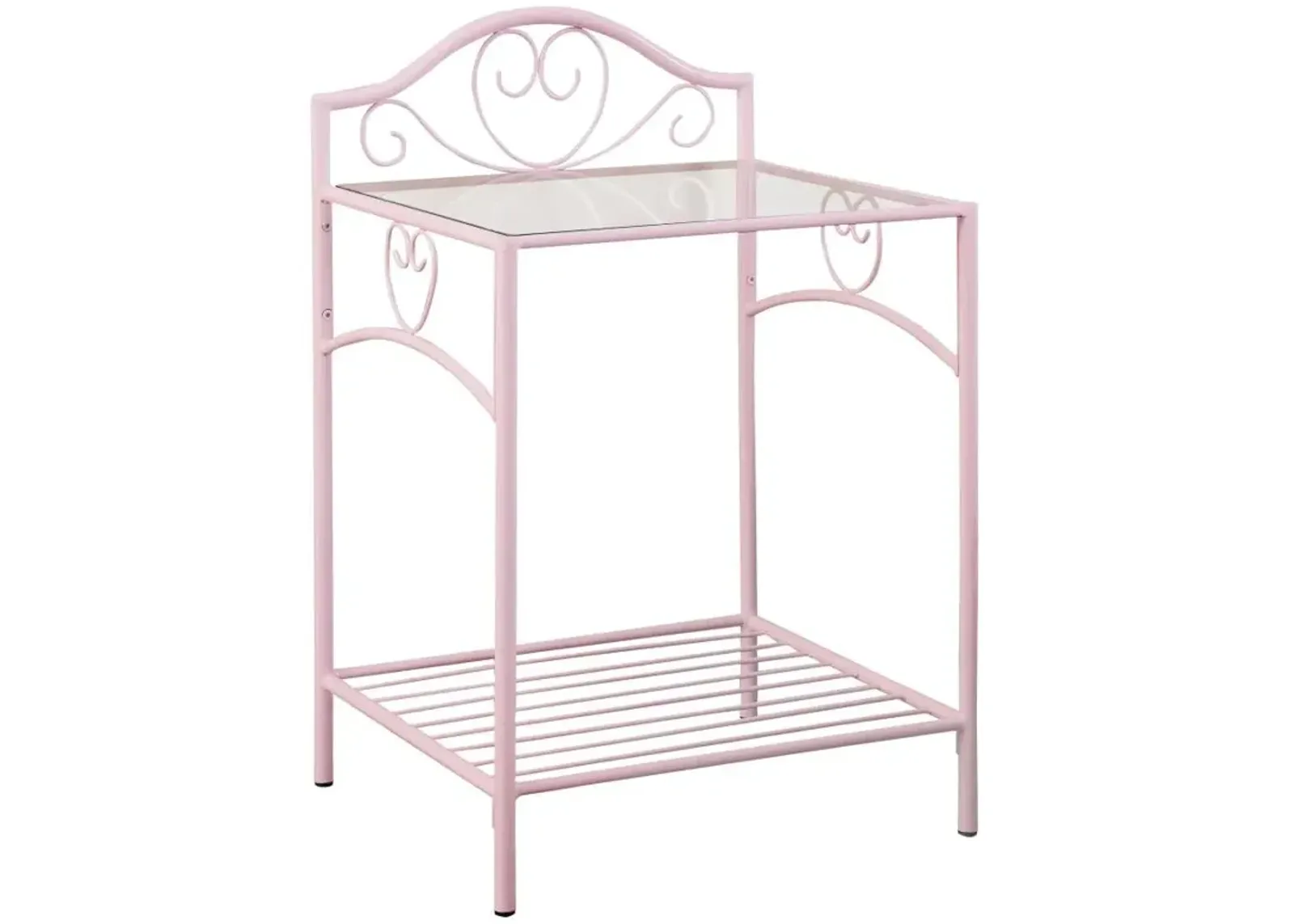 Massi 1-shelf Nightstand with Glass Top Powder Pink