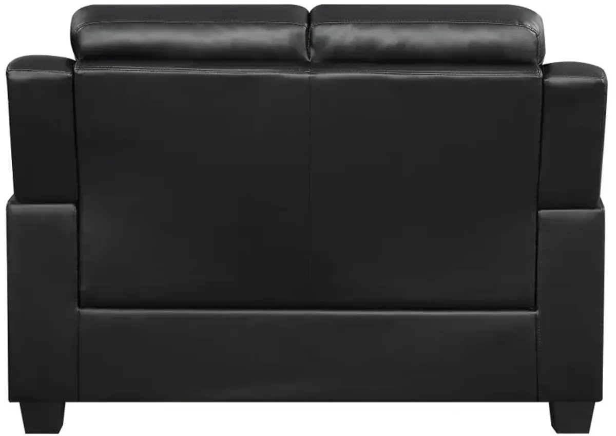 Finley Upholstered Pillow Top Arm Living Room Set Black