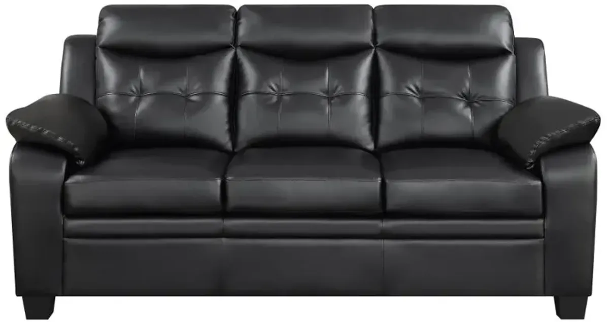 Finley Upholstered Pillow Top Arm Living Room Set Black