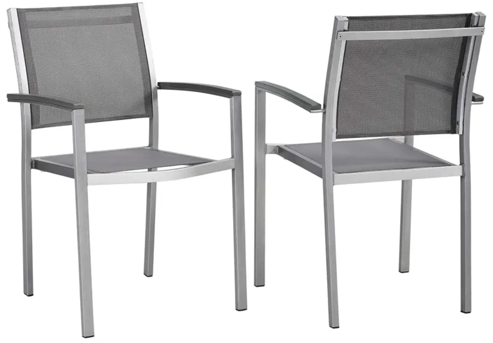 Shore Dining Chair Outdoor Patio Aluminum Set of 2