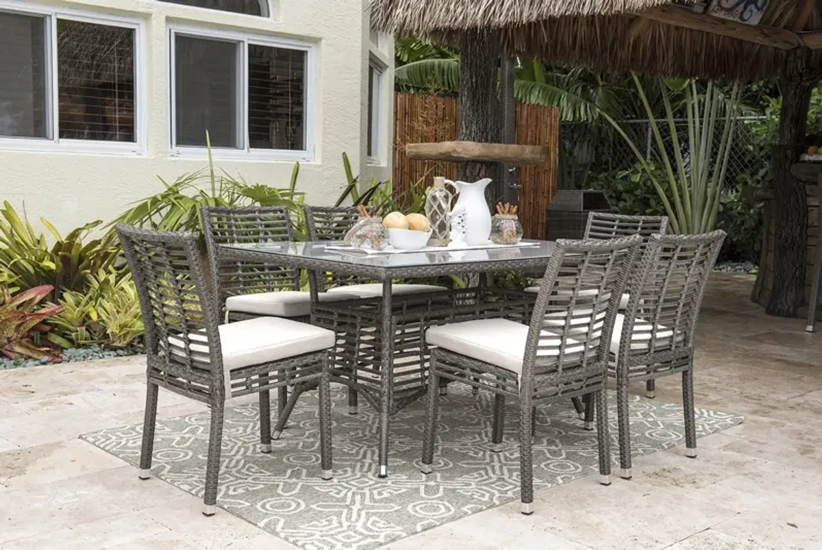 Panama Jack Graphite 7-Piece Side chair Dining Set with Cushions