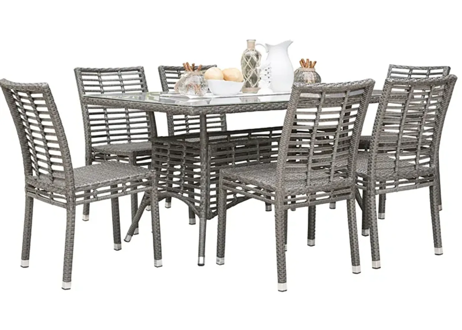 Panama Jack Graphite 7-Piece Side chair Dining Set with Cushions