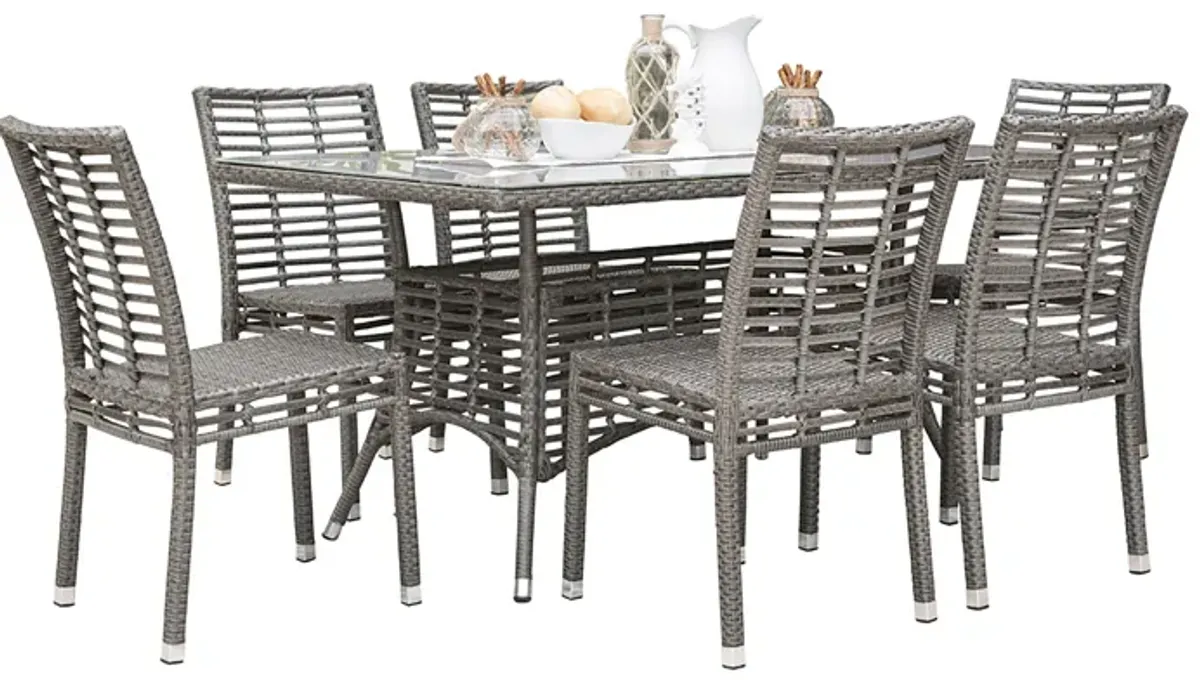 Panama Jack Graphite 7-Piece Side chair Dining Set with Cushions