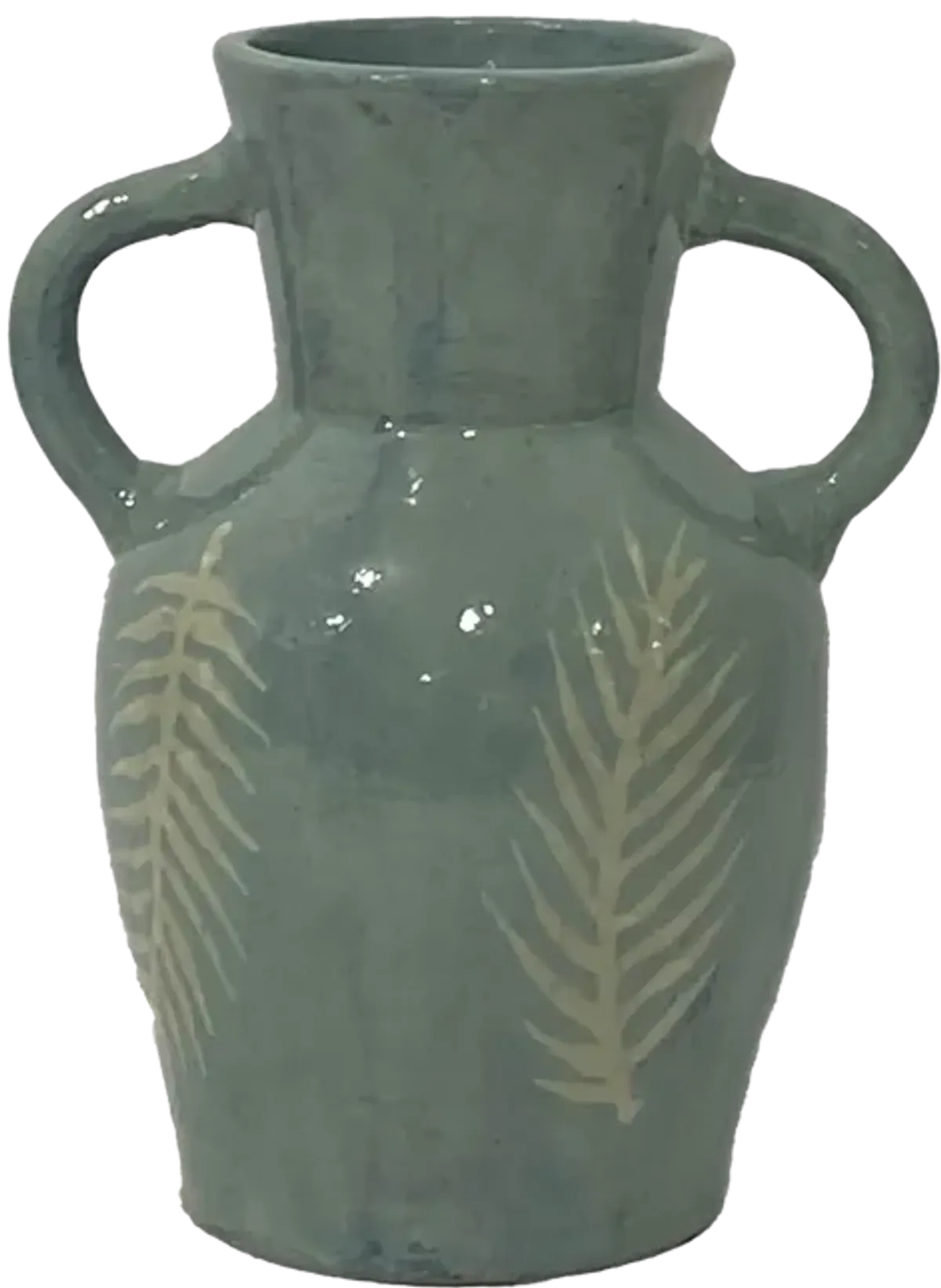 Terracotta, 11"h Leaf Eared Vase, Mint