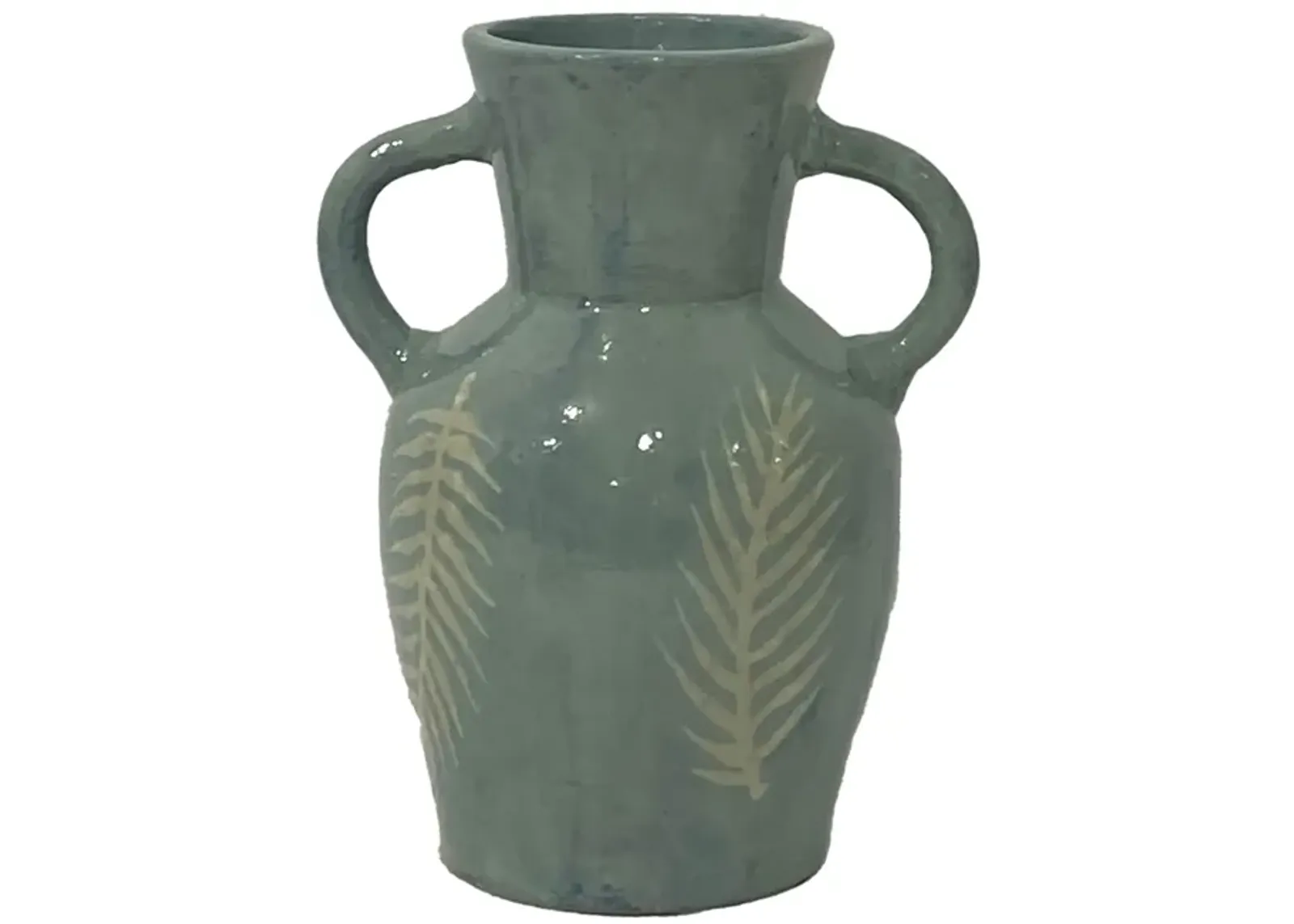 Terracotta, 11"h Leaf Eared Vase, Mint