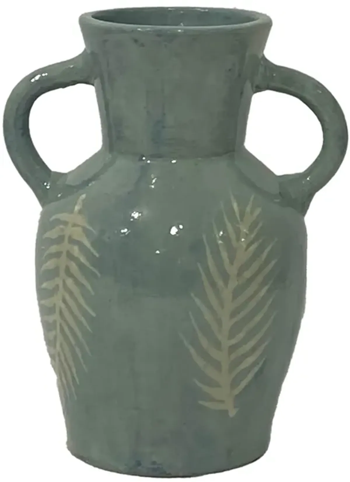 Terracotta, 11"h Leaf Eared Vase, Mint