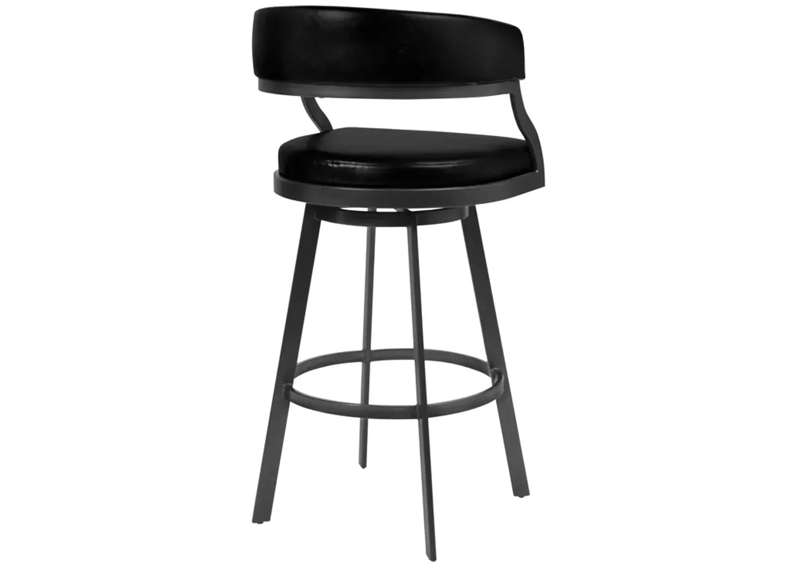 Dione 30" Bar Height Barstool in Mineral Finish and Vintage Black Faux Leather