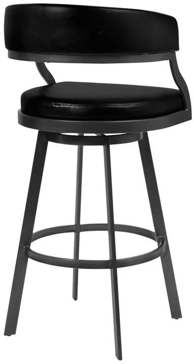 Dione 30" Bar Height Barstool in Mineral Finish and Vintage Black Faux Leather