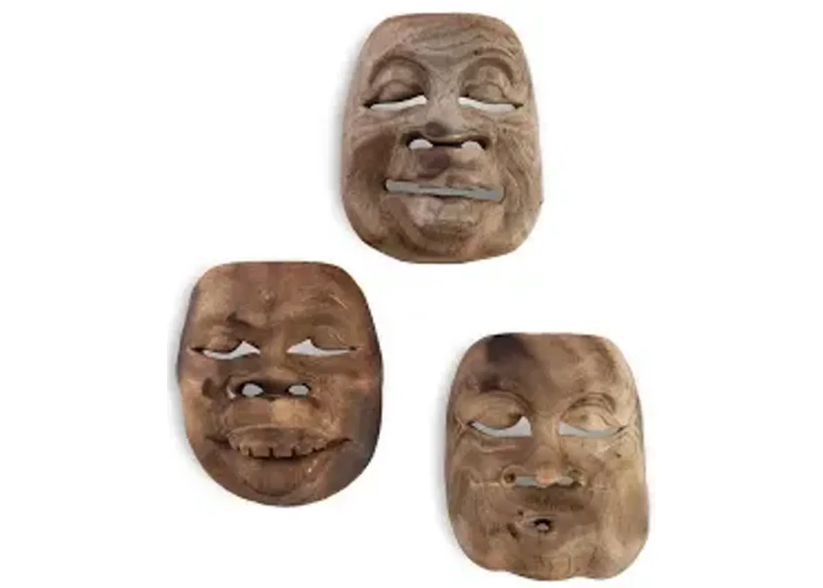 indonesian masks, teak wood, assorted