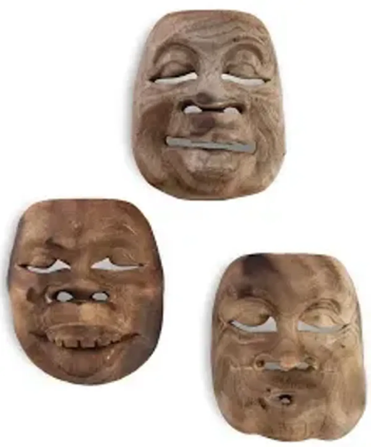 indonesian masks, teak wood, assorted