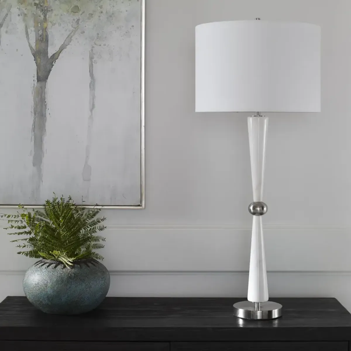 Hourglass White Table Lamp