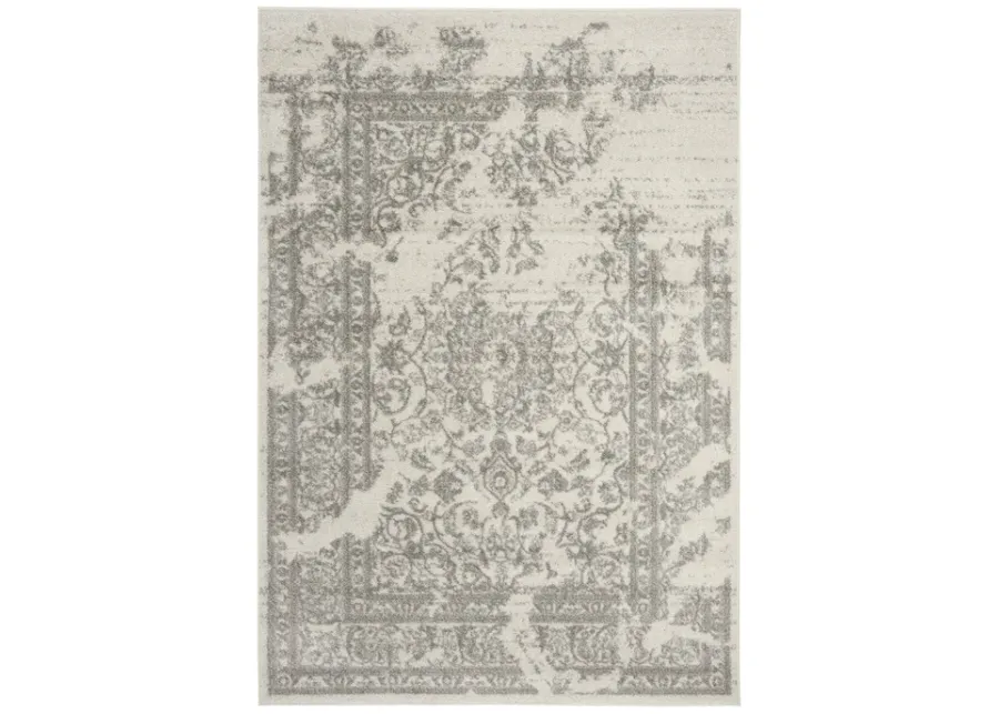 Adirondack Contemporary Ivory / Silver 4' X 6' Powerloomed Rug