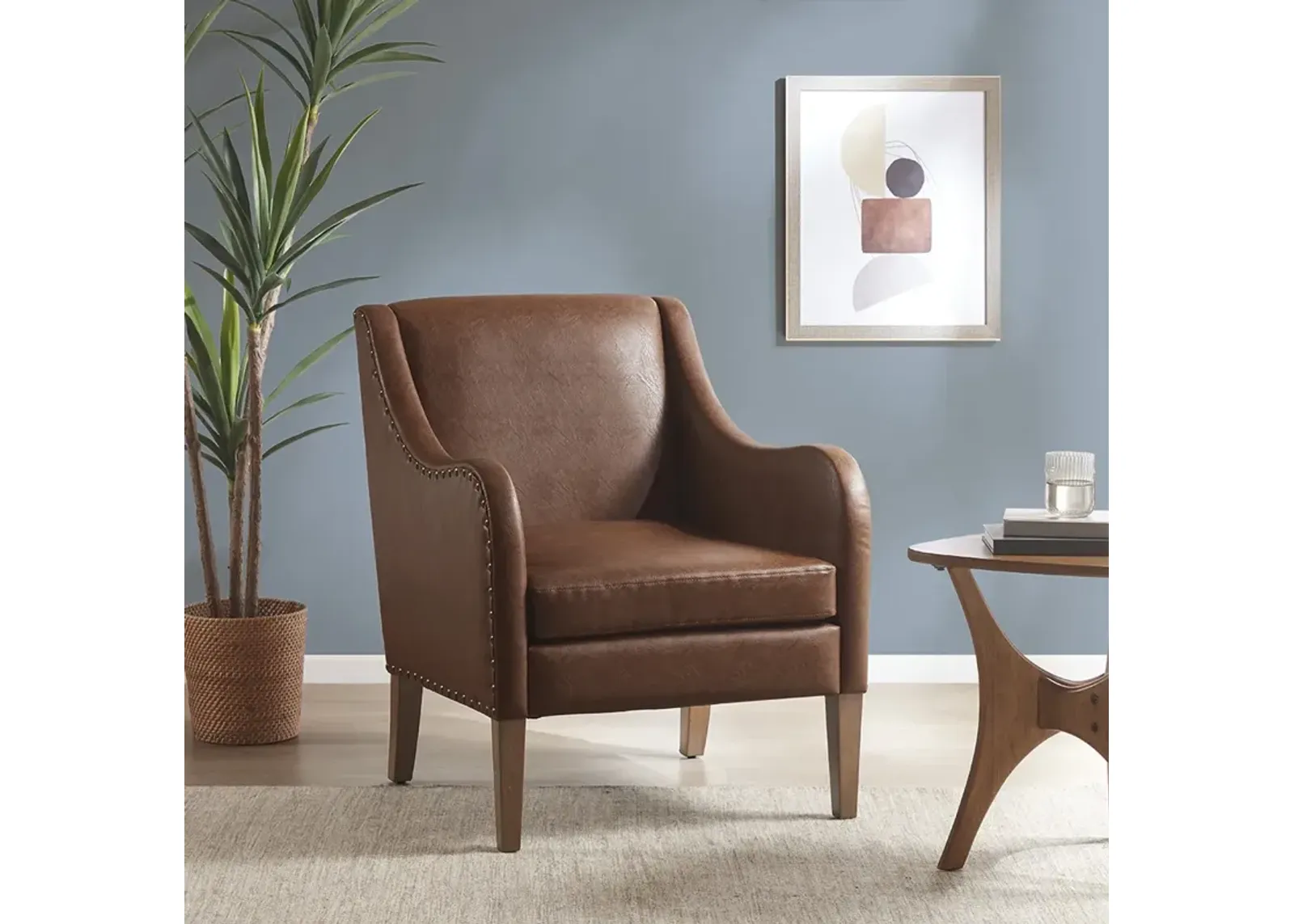 INK+IVY Ferguson Brown Faux Leather Accent Chair