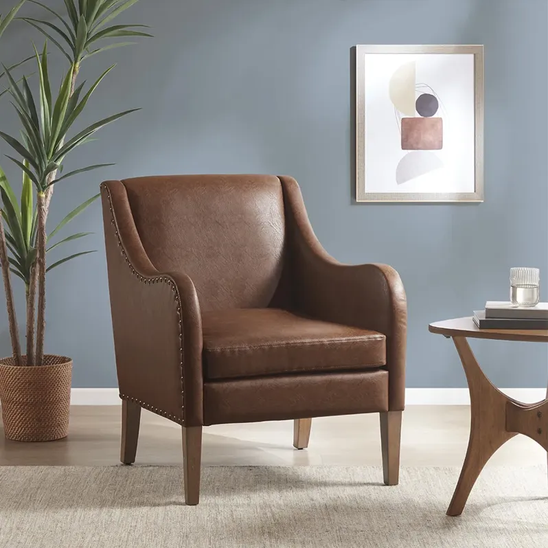 INK+IVY Ferguson Brown Faux Leather Accent Chair