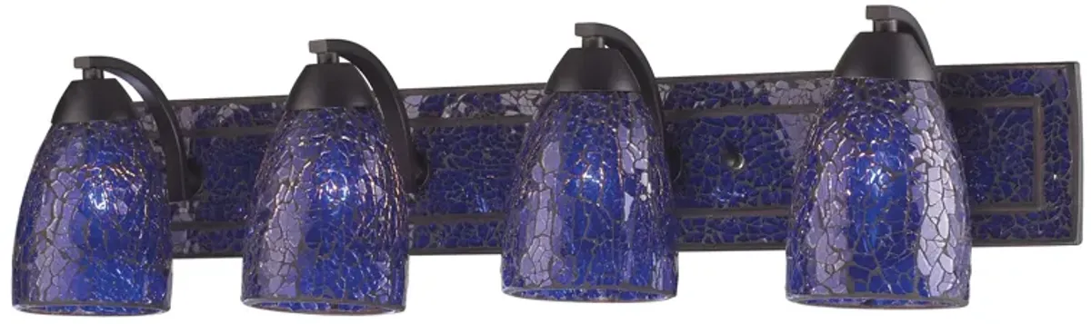 VANITY COLLECTION ELEGANT BATH LIGHTING 4-LIGHT BLUE CRACKLED GLASS and BACKPLAT