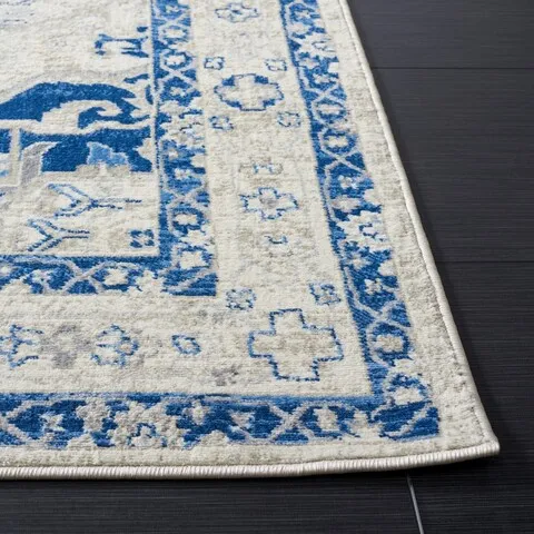 Brentwood 852 Beige / Blue 3' X 5' Small Rectangle Powerloomed Rug