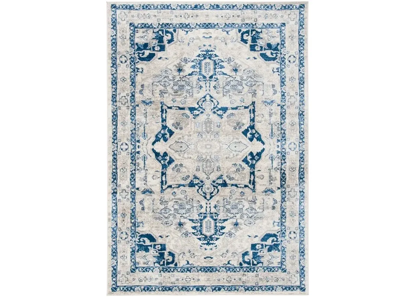 Brentwood 852 Beige / Blue 3' X 5' Small Rectangle Powerloomed Rug