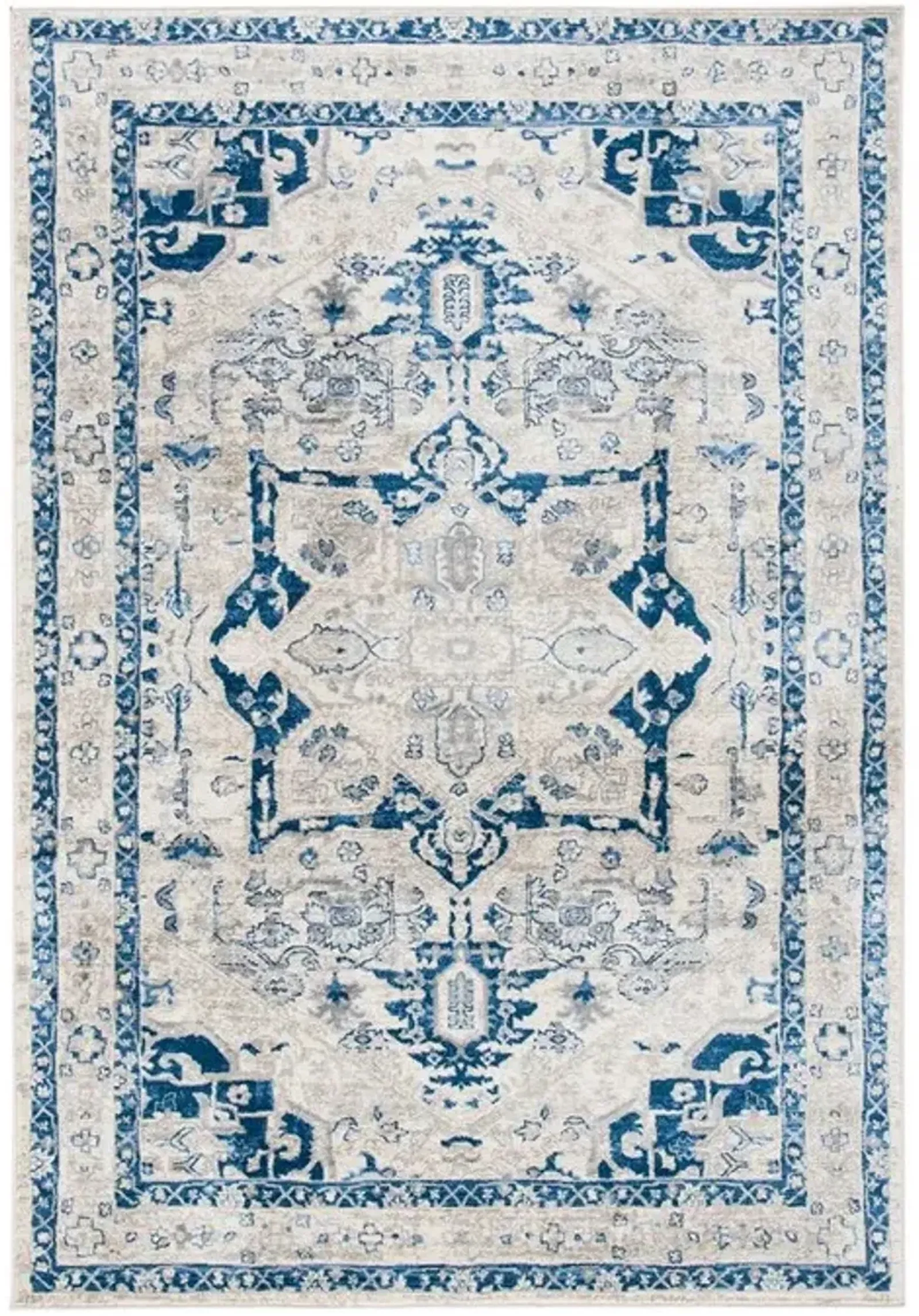 Brentwood 852 Beige / Blue 3' X 5' Small Rectangle Powerloomed Rug