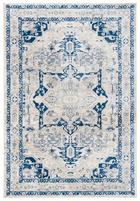 Brentwood 852 Beige / Blue 3' X 5' Small Rectangle Powerloomed Rug