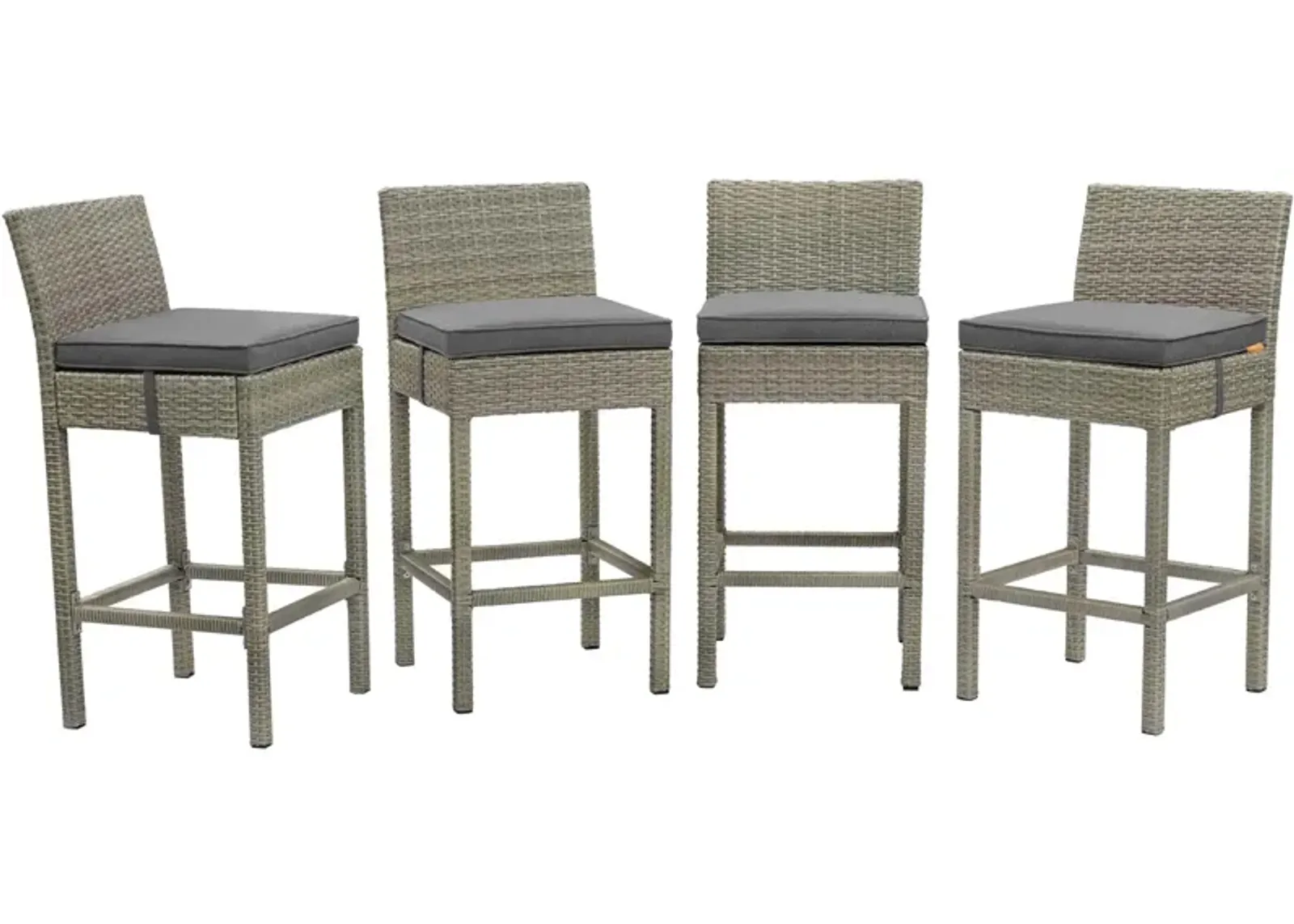 Conduit Bar Stool Outdoor Patio Wicker Rattan Set of 4