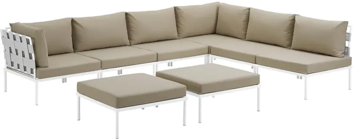 Harmony 8 Piece Outdoor Patio Aluminum Sectional Sofa Set