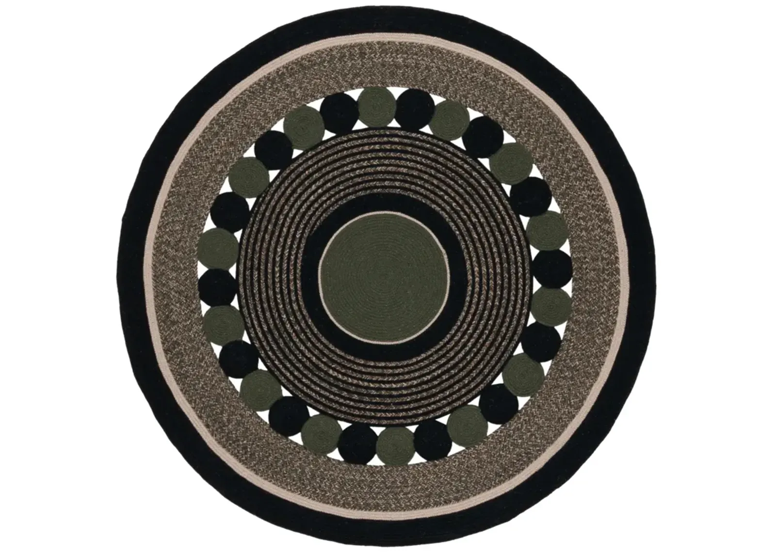 BRAIDED 757 BLACK  5' x 5' Round Round Rug