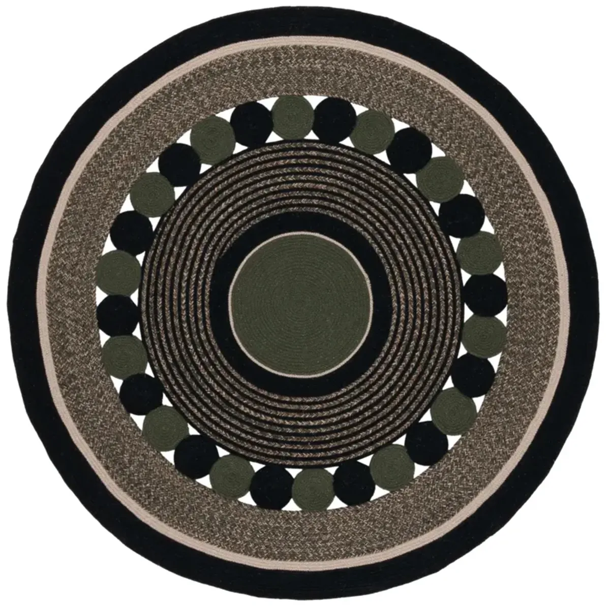 BRAIDED 757 BLACK  5' x 5' Round Round Rug