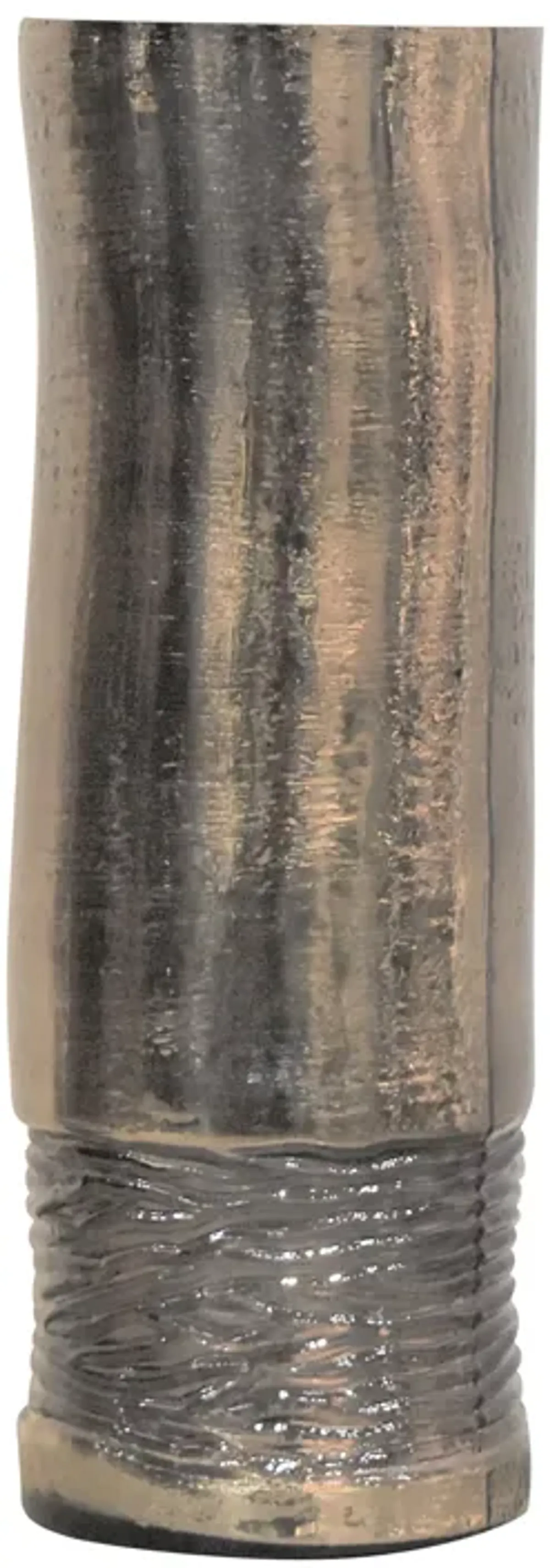 Glass, 14" Textured Enamel Vase, Bronze