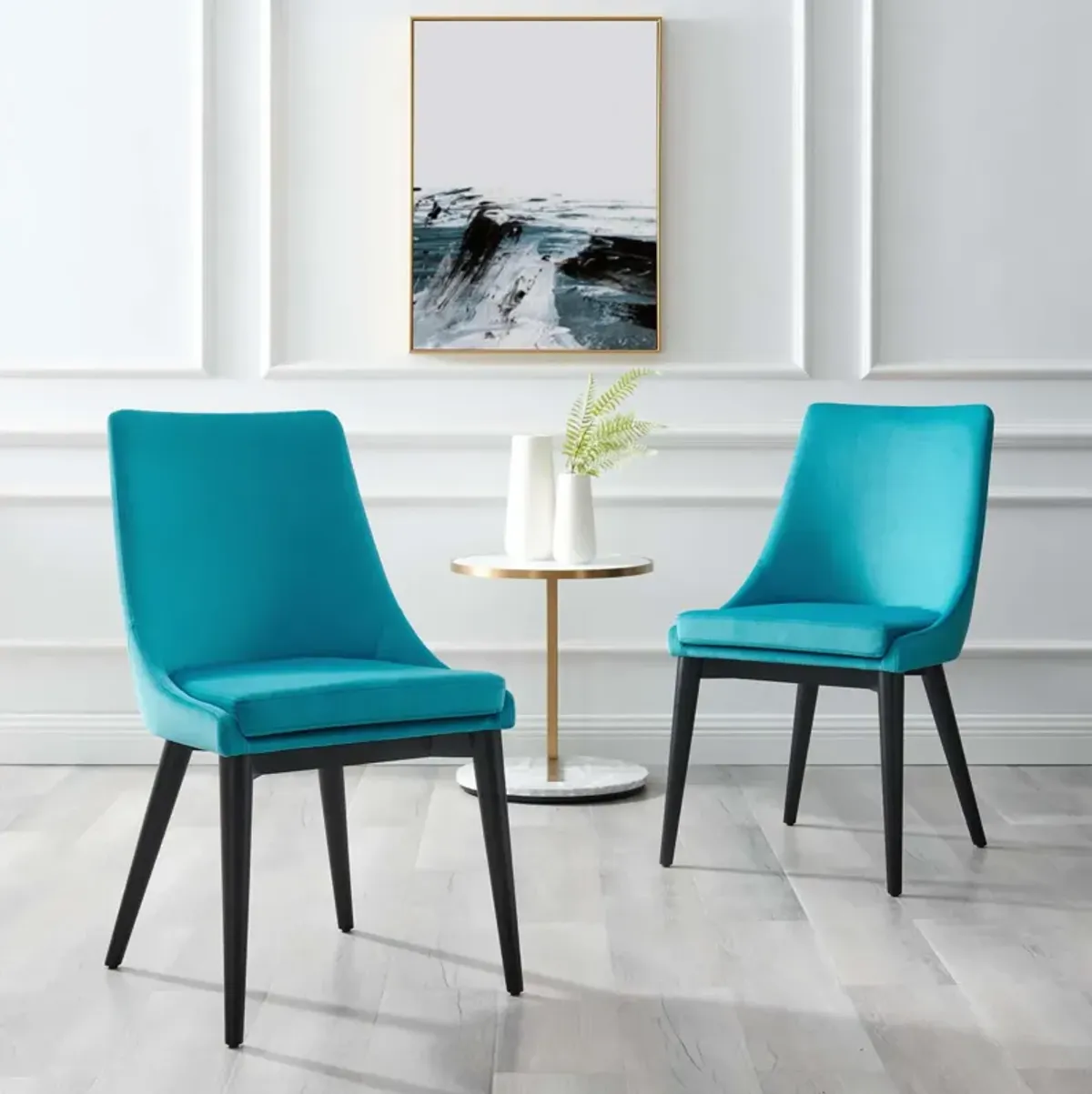 Viscount Accent Performance Velvet Dining Chairs - Set of 2