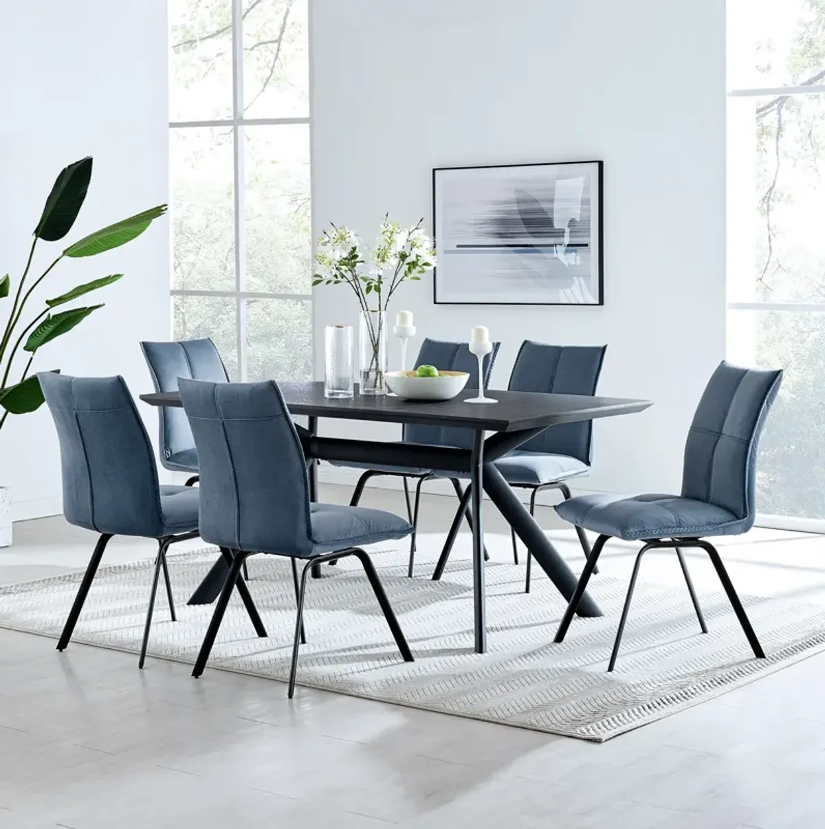 Margot and Blue Rylee 7 Piece Modern Rectangular Dining Set