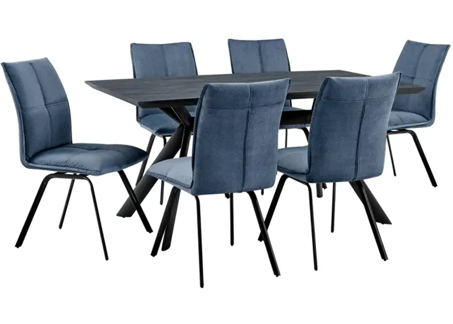 Margot and Blue Rylee 7 Piece Modern Rectangular Dining Set