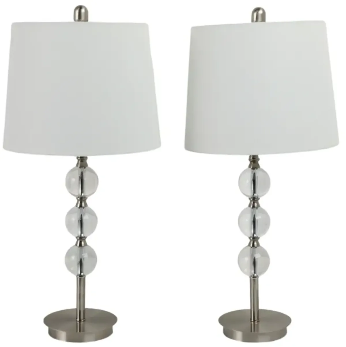 S/2, Crystal 27" Table Lamps, Silver