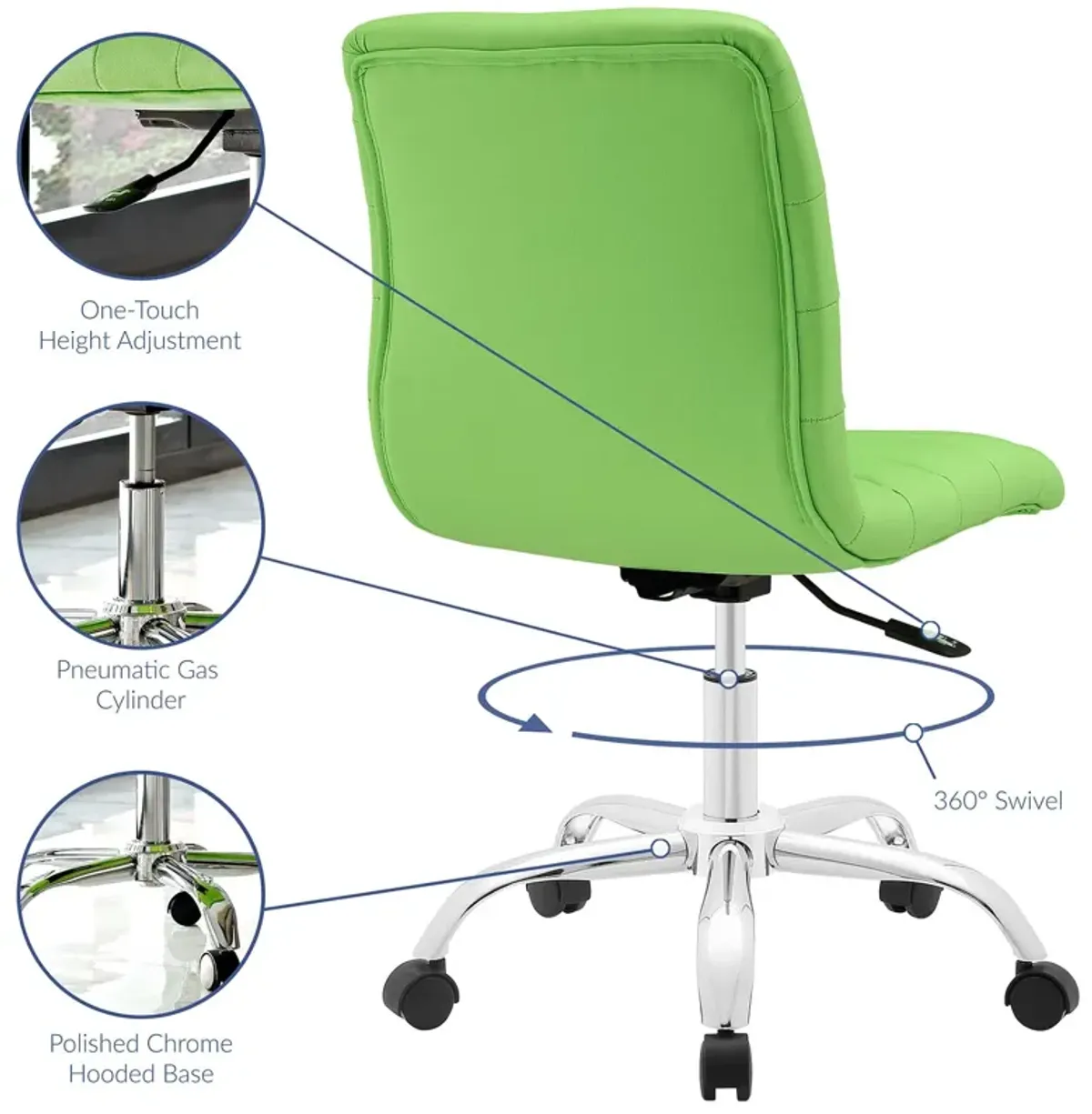 Ripple Armless Mid Back Vinyl Office Chair